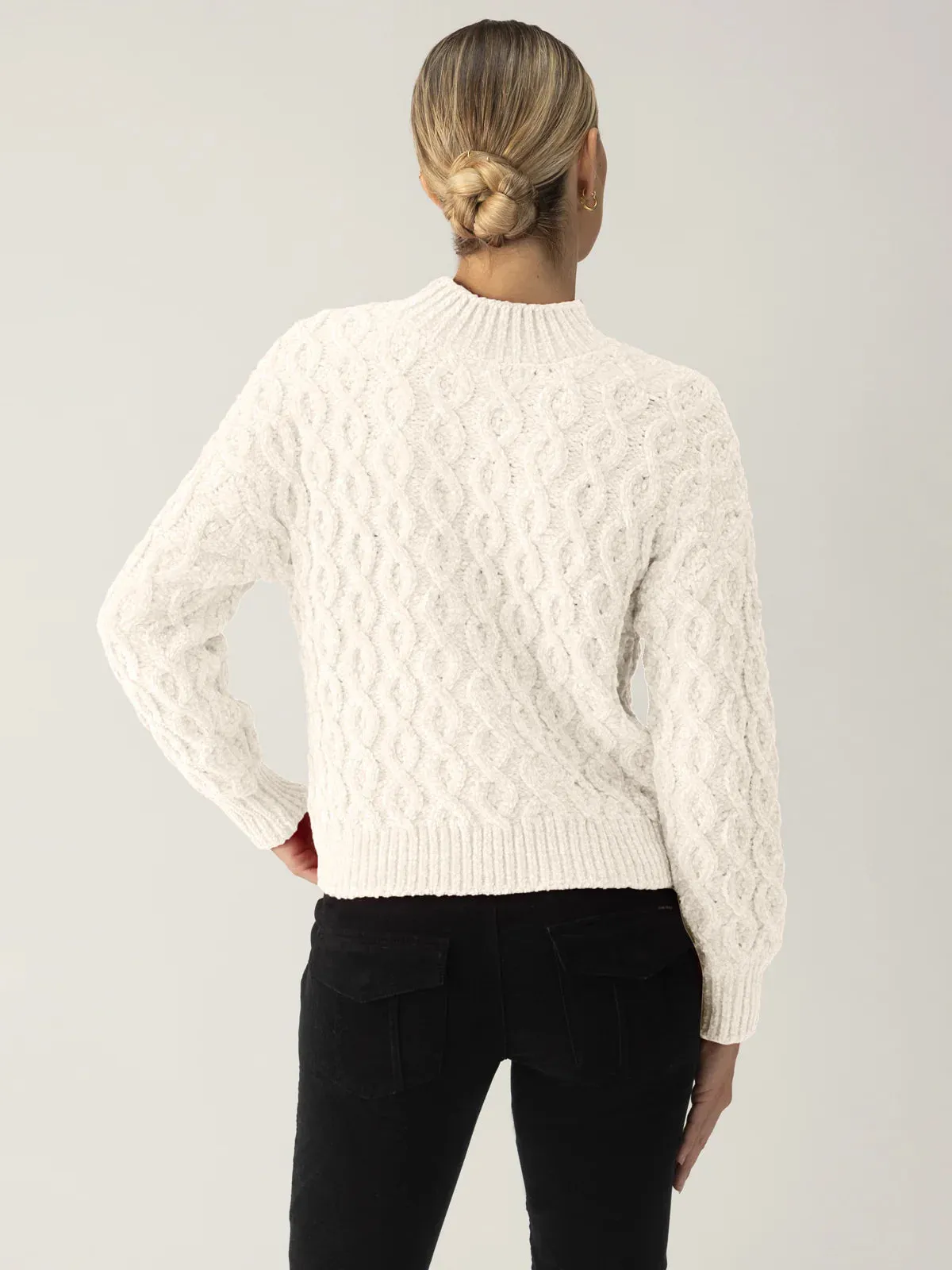Cable Mock Neck Sweater | Light Almond sold by Belletique product image thumbnail 2