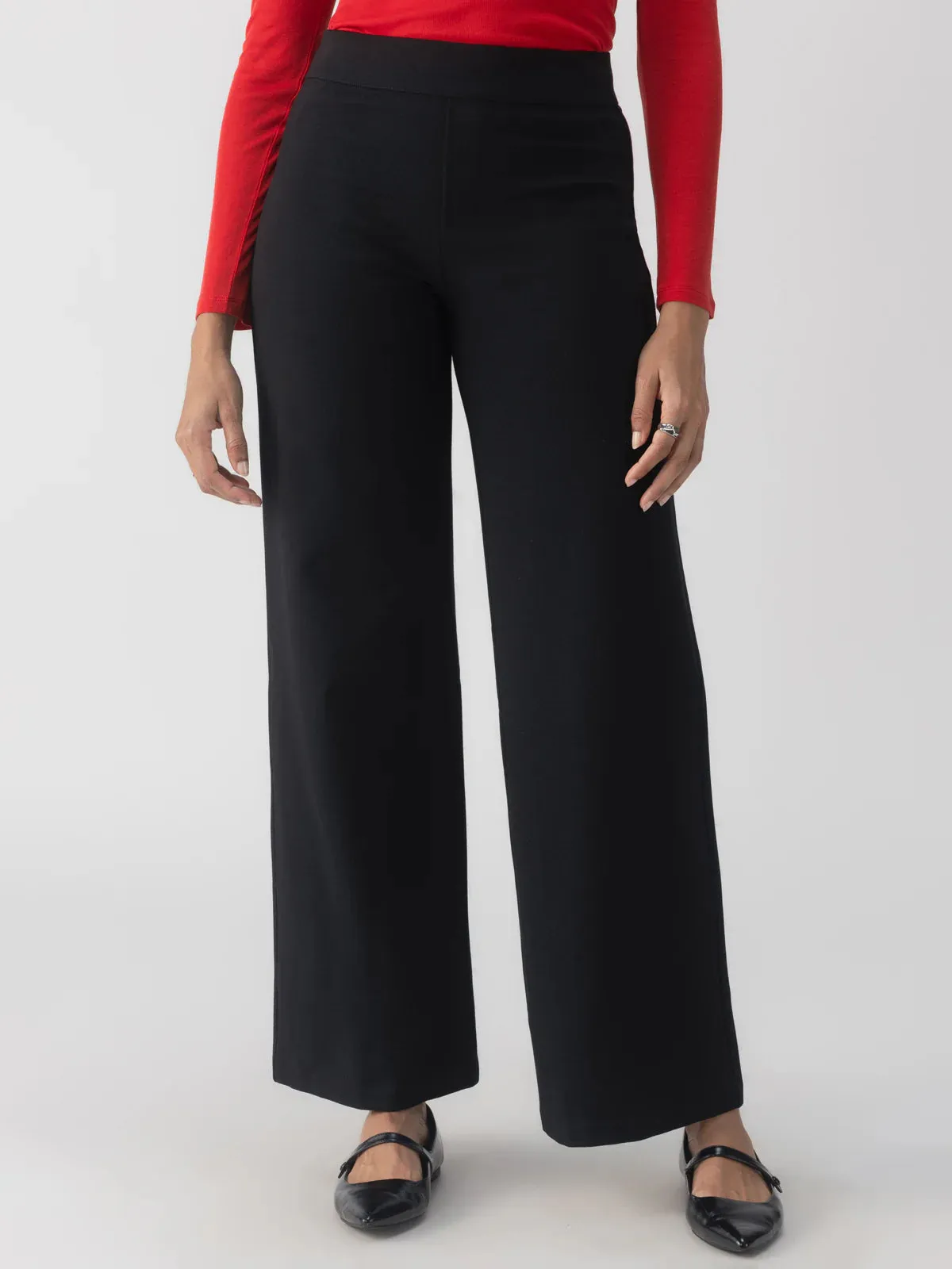 Runway Wide Leg Ponte Trouser | Black sold by Belletique