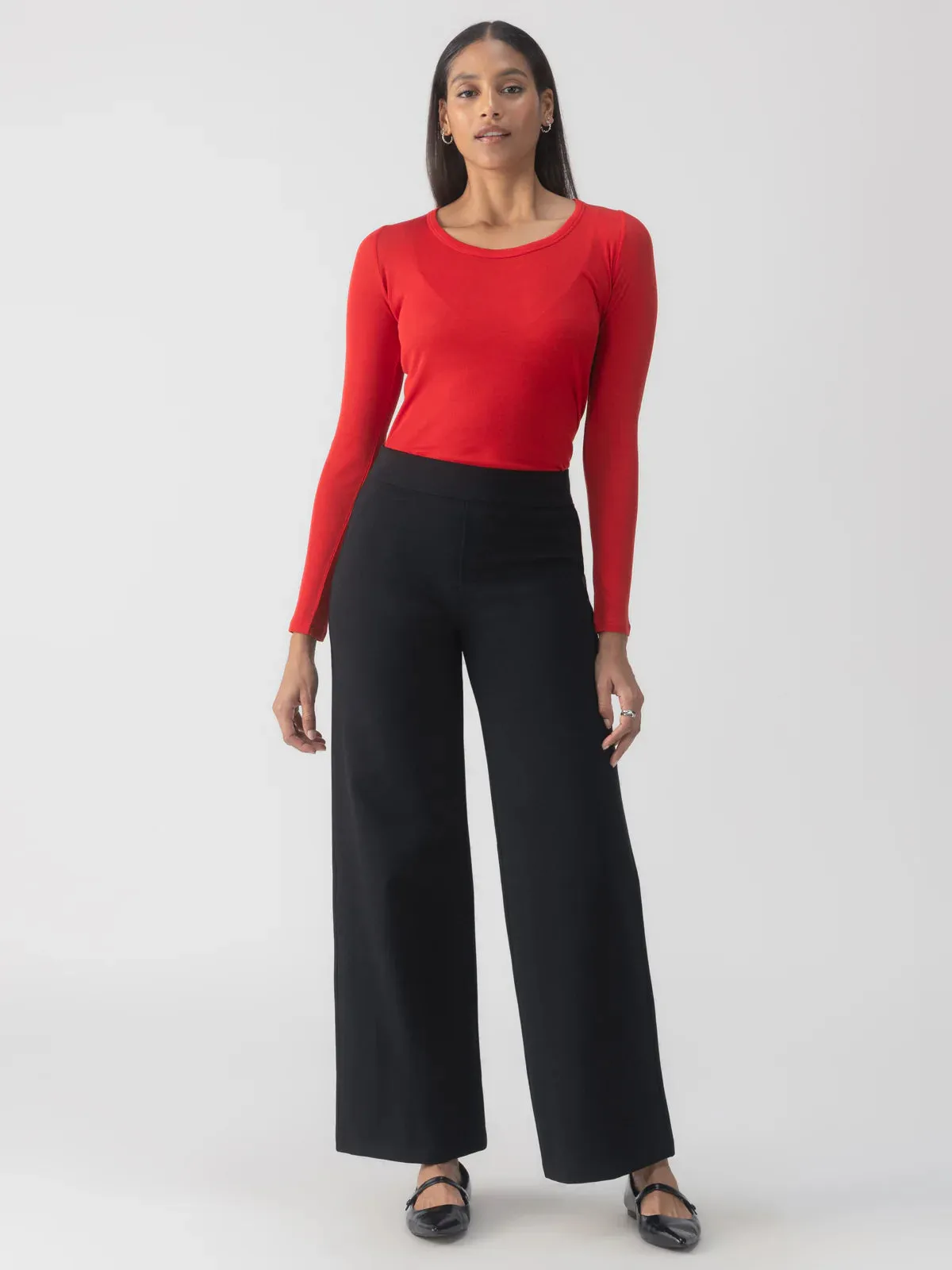 Runway Wide Leg Ponte Trouser | Black sold by Belletique product image thumbnail 3