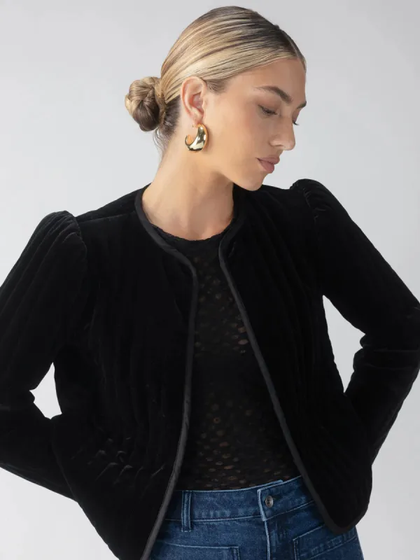 Quilted Velvet Jacket | Black sold by Belletique