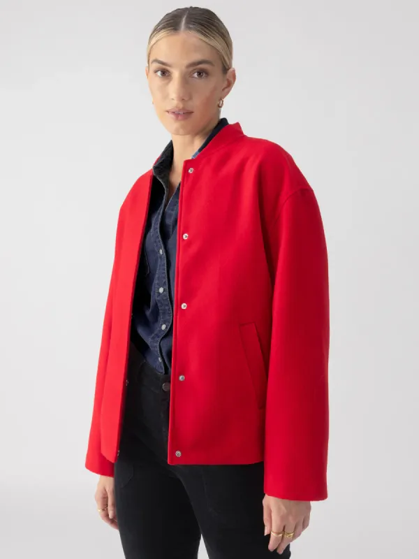 Modern Bomber Jacket | Mars Red sold by Belletique