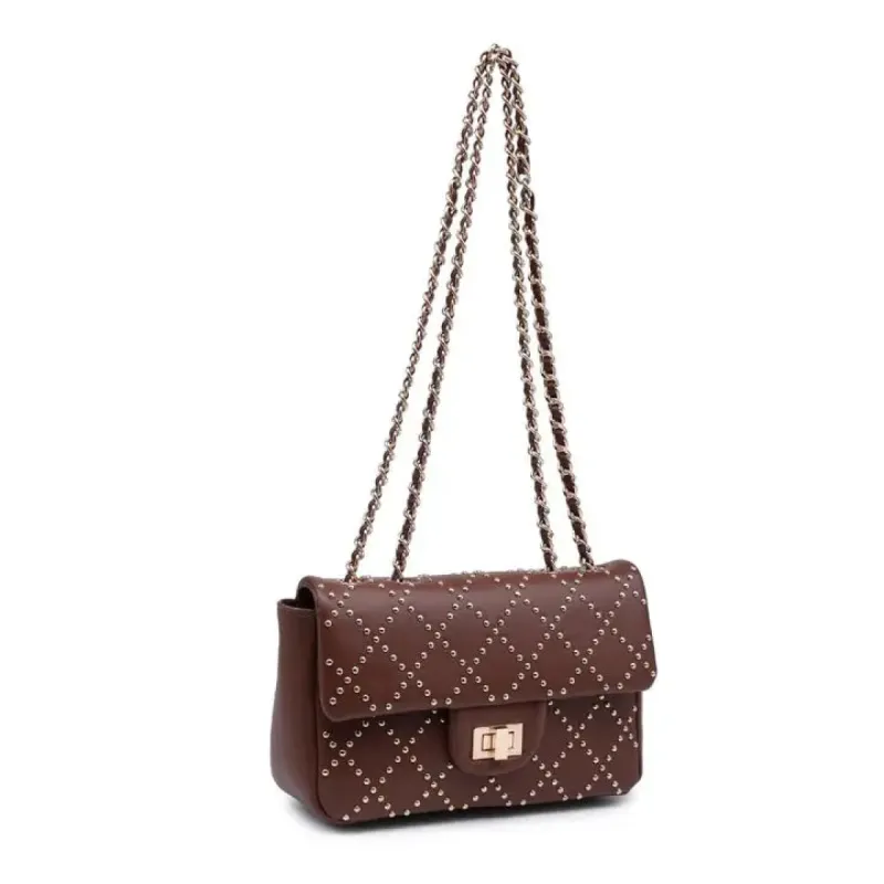 Avery Studded Crossbody | Chocolate sold by Belletique