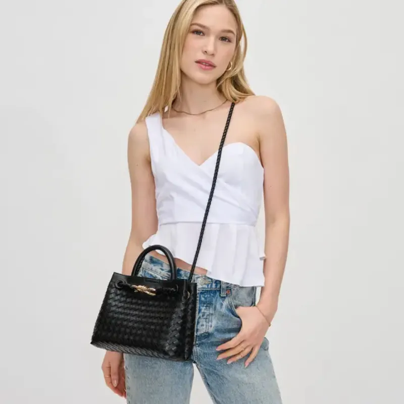 Blakely Woven Crossbody | Black sold by Belletique