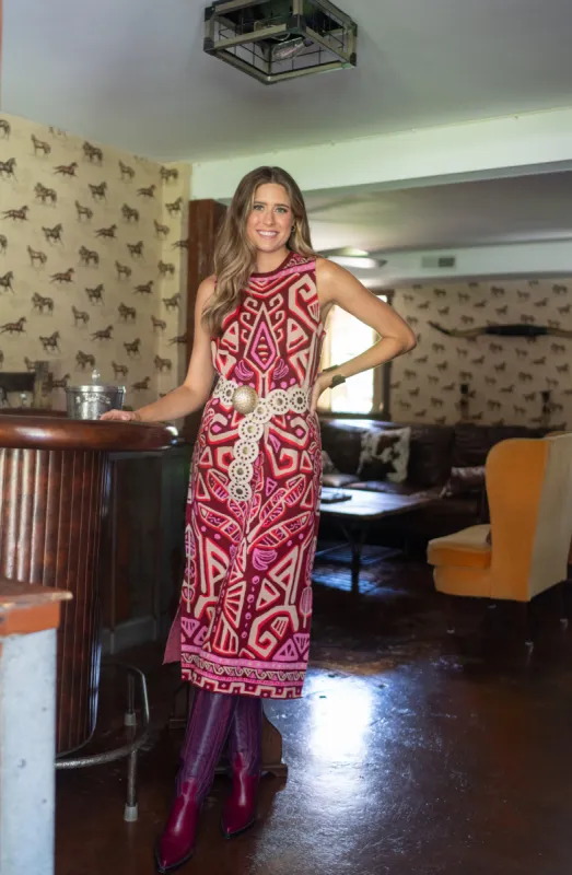 Simone Sweater Dress | Tribal Palm sold by Belletique