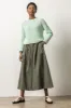 Poplin Button Front Skirt | Kale sold by Belletique