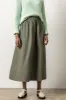 Poplin Button Front Skirt | Kale sold by Belletique