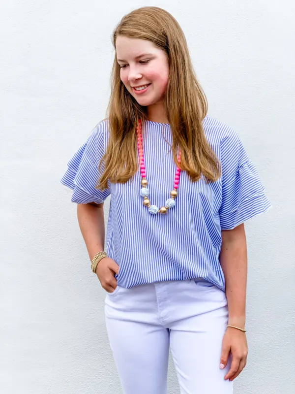 Navy Stripes Blouse sold by Belletique