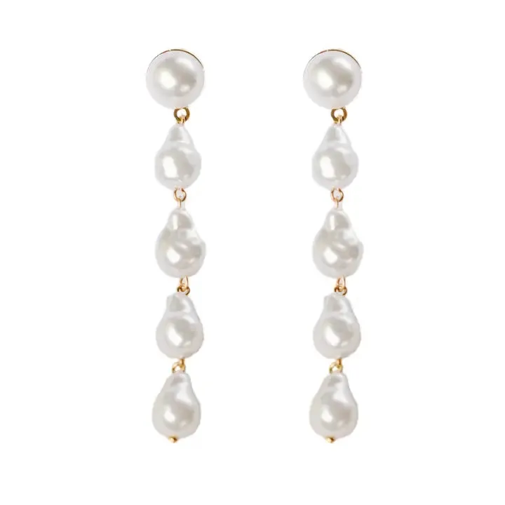 Natural Pearl Statement Drop Earrings sold by Belletique