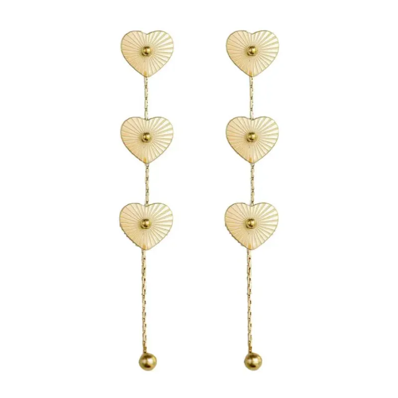 Gold Heart Duster Drop Earrings sold by Belletique