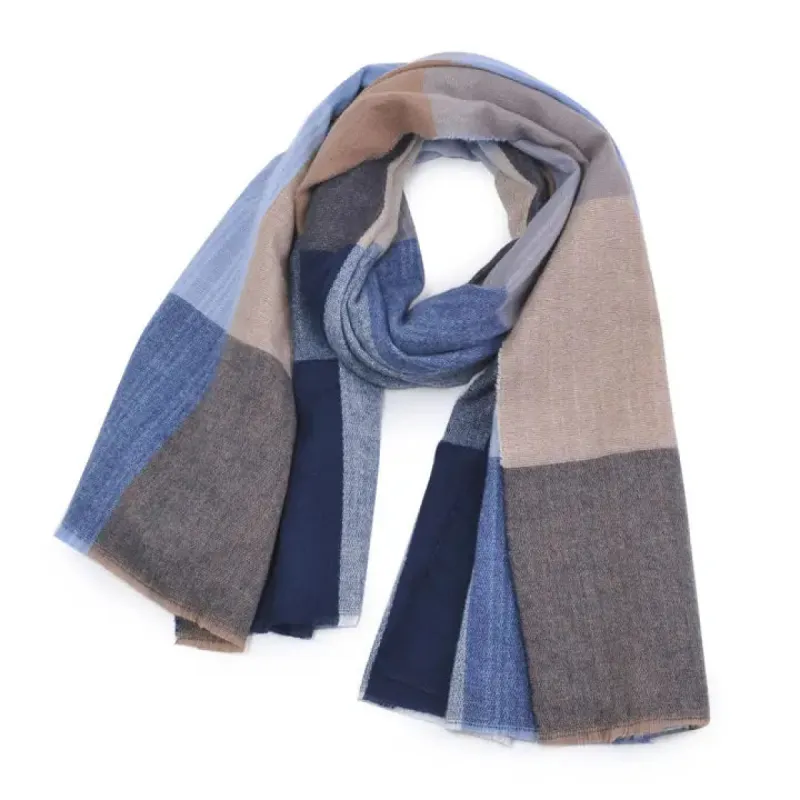 Multi Square Pattern Frayed Edge Scarf sold by Belletique