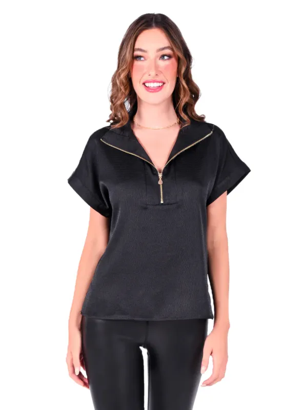 Poppy Pullover | Black Tuxedo sold by Belletique