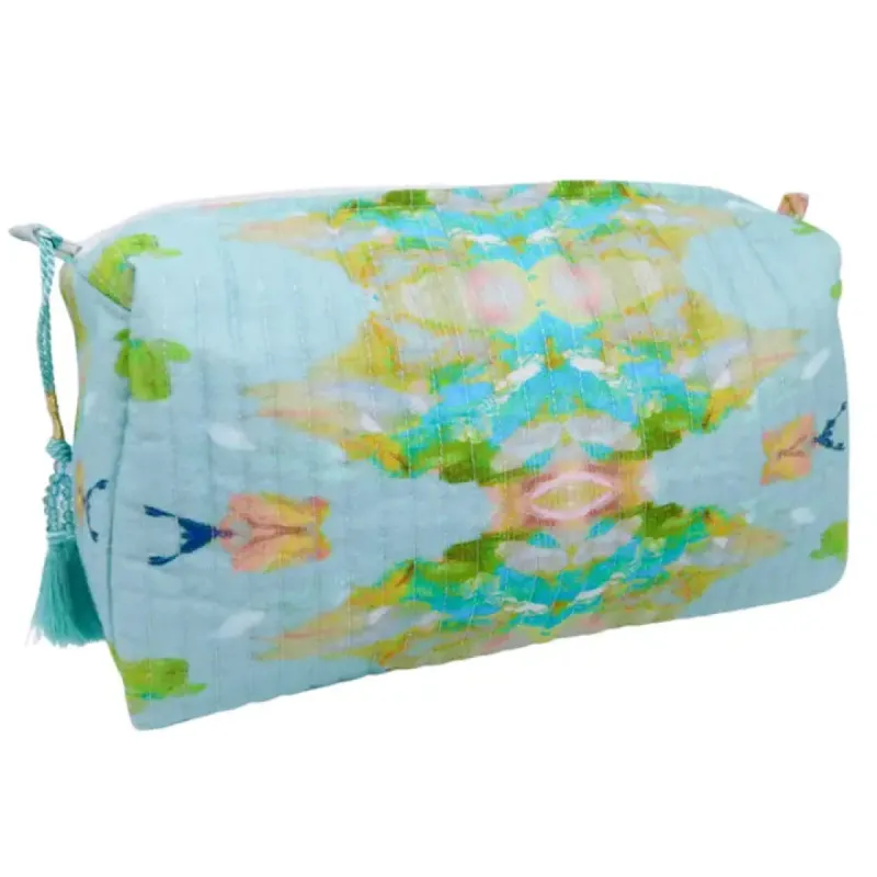Stained Glass Blue Large Cosmetic Bag sold by Belletique