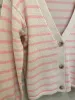 Cotton Stripe Knit Sweater Cardigan sold by Belletique