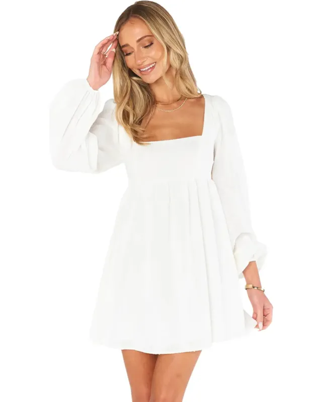 Marianna Mini Dress | White Clip Butterfly sold by Belletique