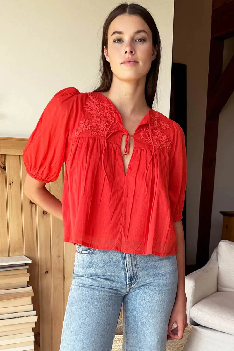 Embroidered Puff Isla Top | Grenadine sold by Belletique