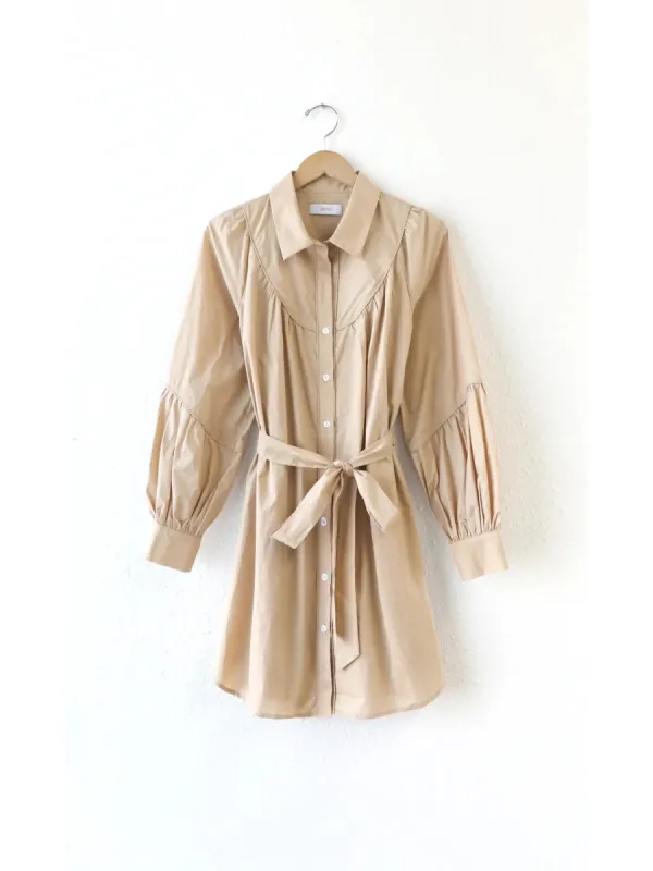 Dolores Poplin Balloon Sleeve Shirtdress sold by Belletique