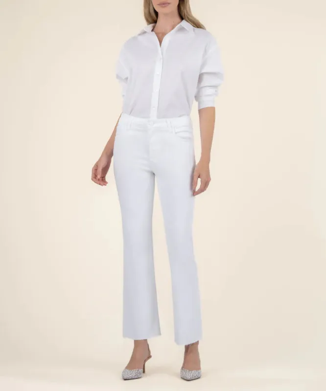 Kelsey High Rise Ankle Flare | Optic White sold by Belletique
