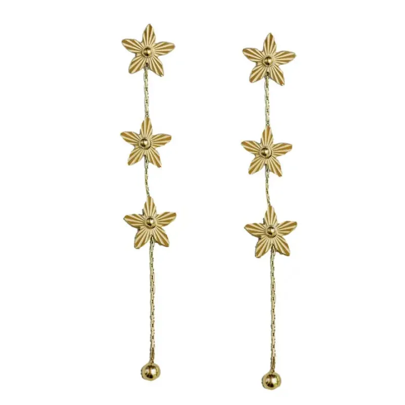 Gold Flower Duster Drop Earrings sold by Belletique