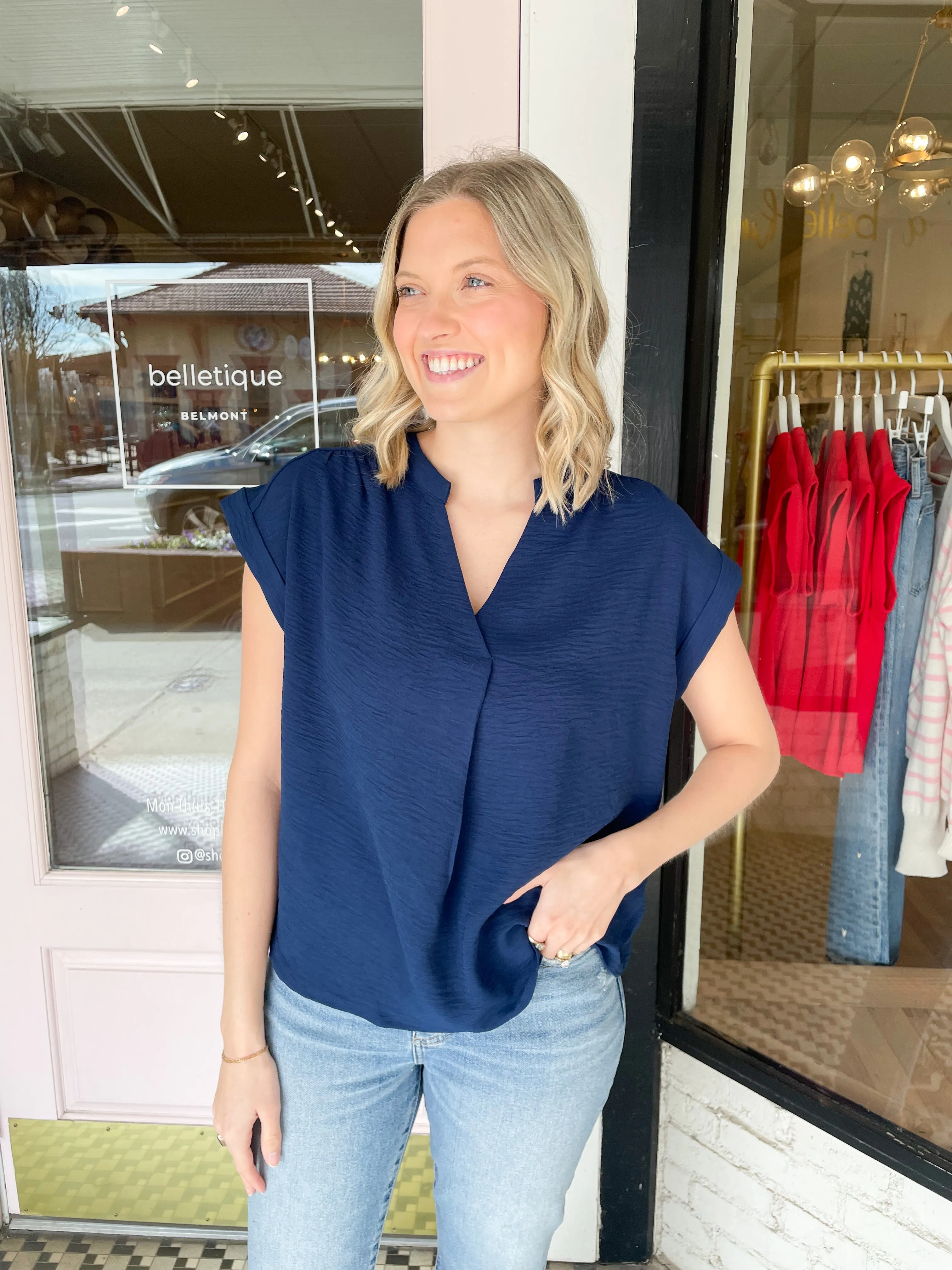 Nina Top | Navy sold by Belletique