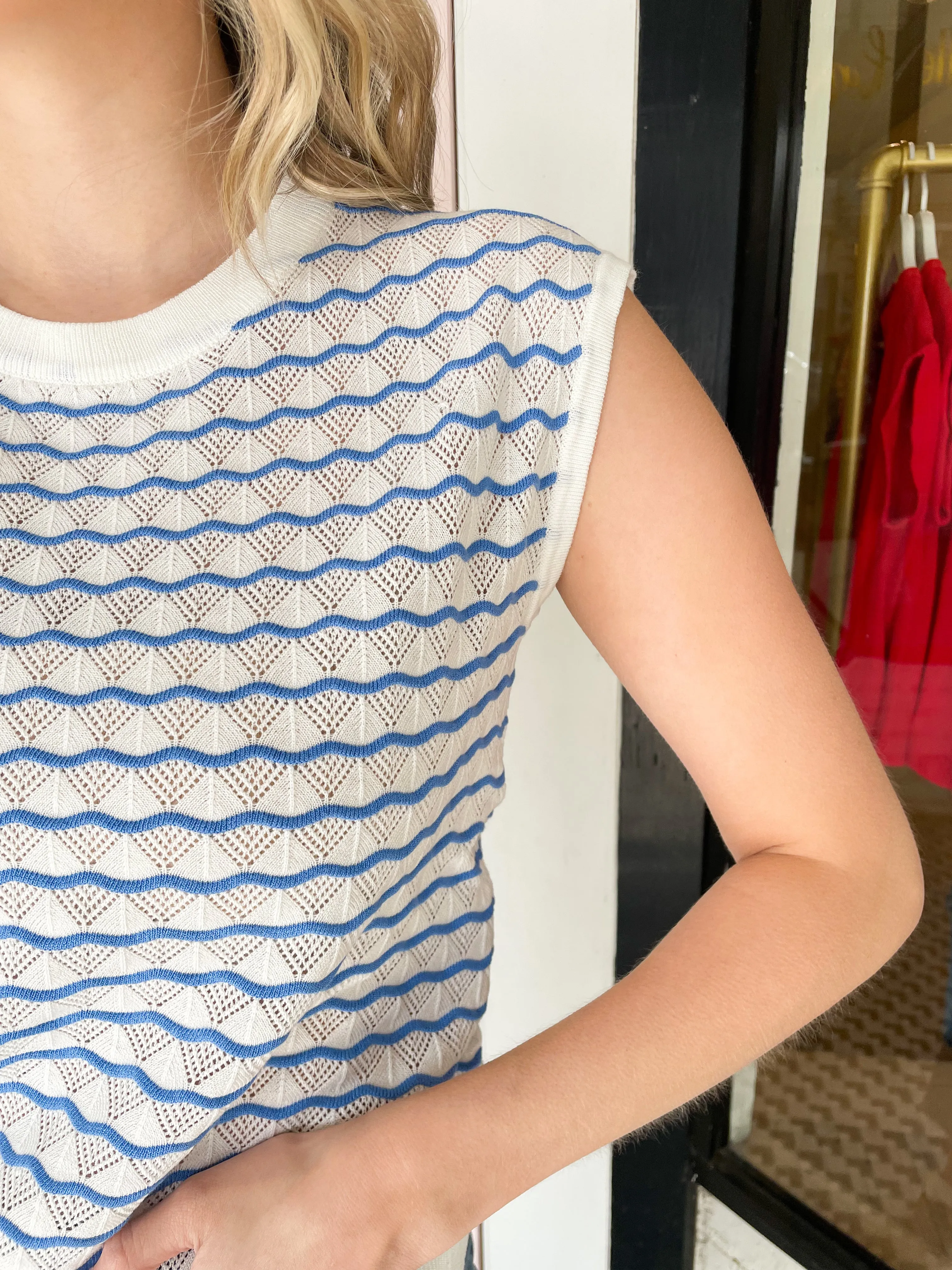 Wave Top | Blue + White sold by Belletique product image thumbnail 3