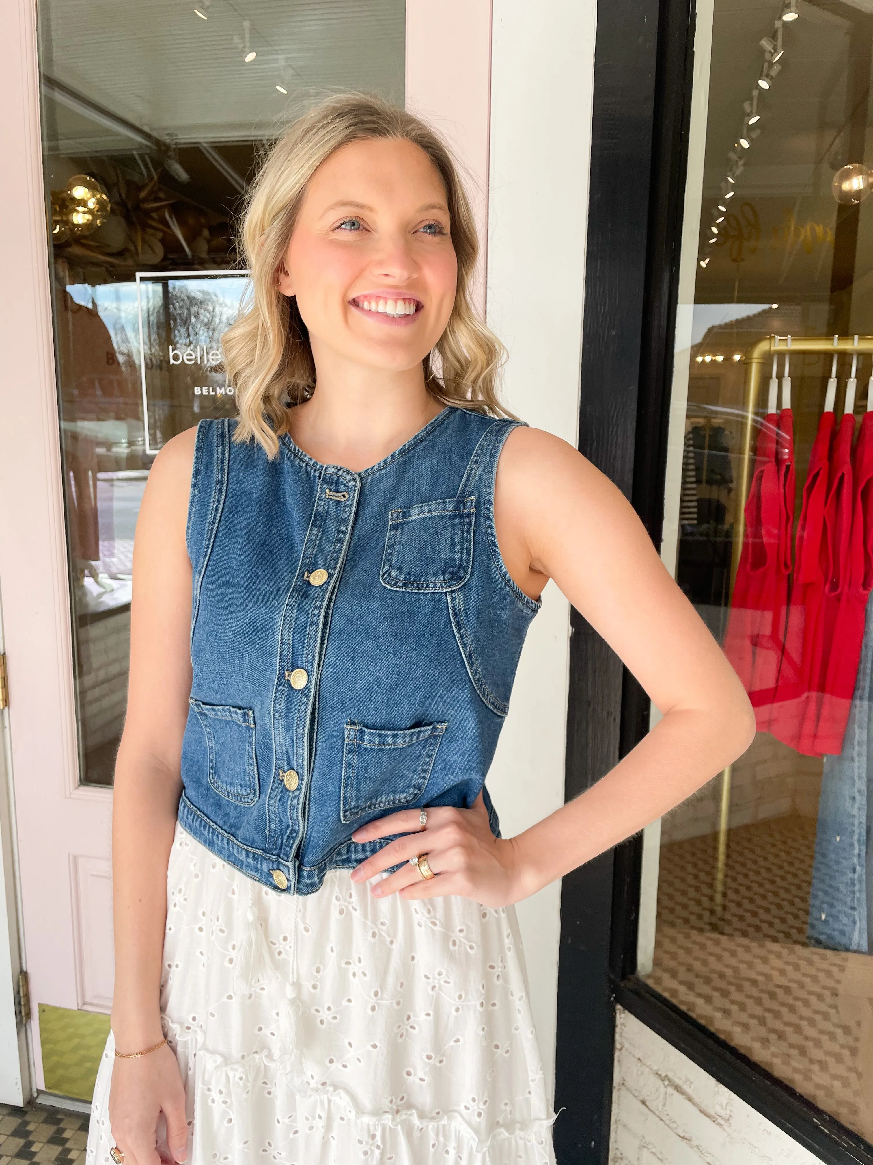 Denim Vest sold by Belletique