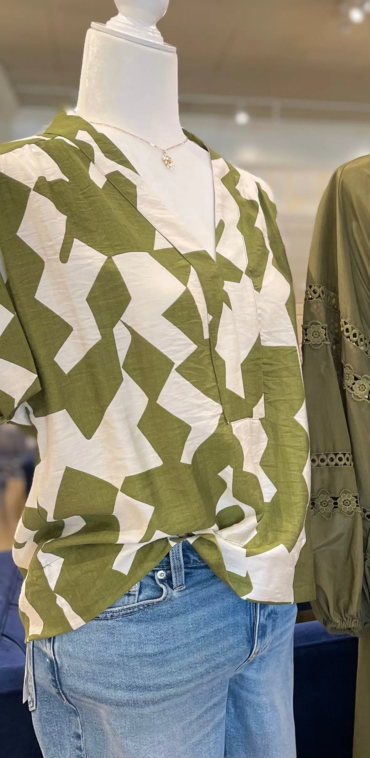 Olivia Top | Olive + Ivory sold by Belletique