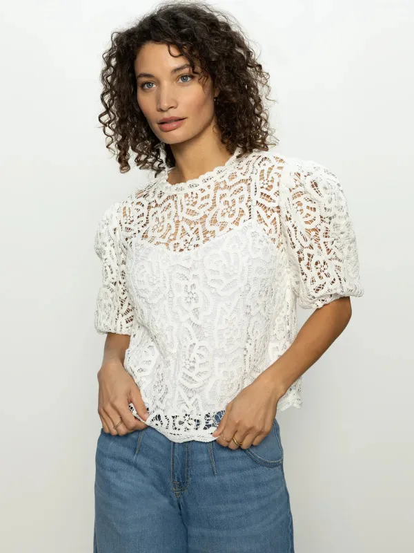 Cherished Lace Tee | White sold by Belletique