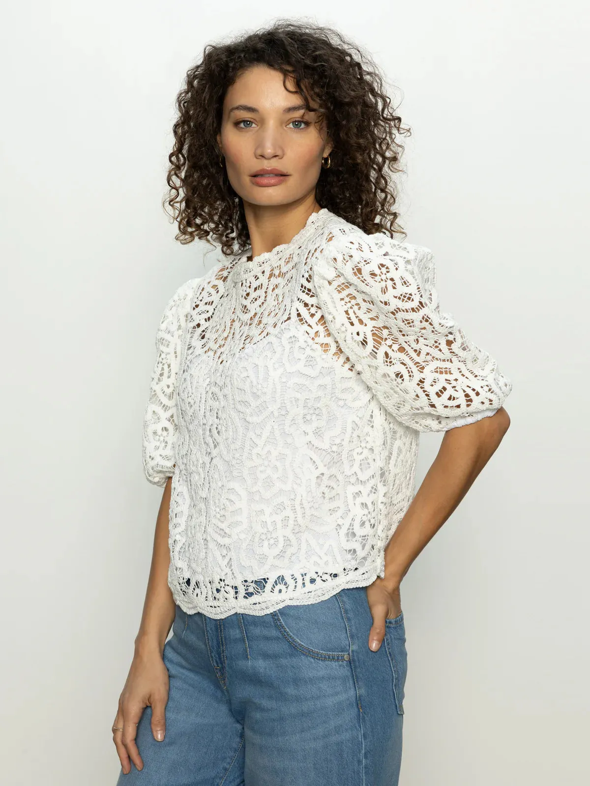 Cherished Lace Tee | White sold by Belletique product image thumbnail 3