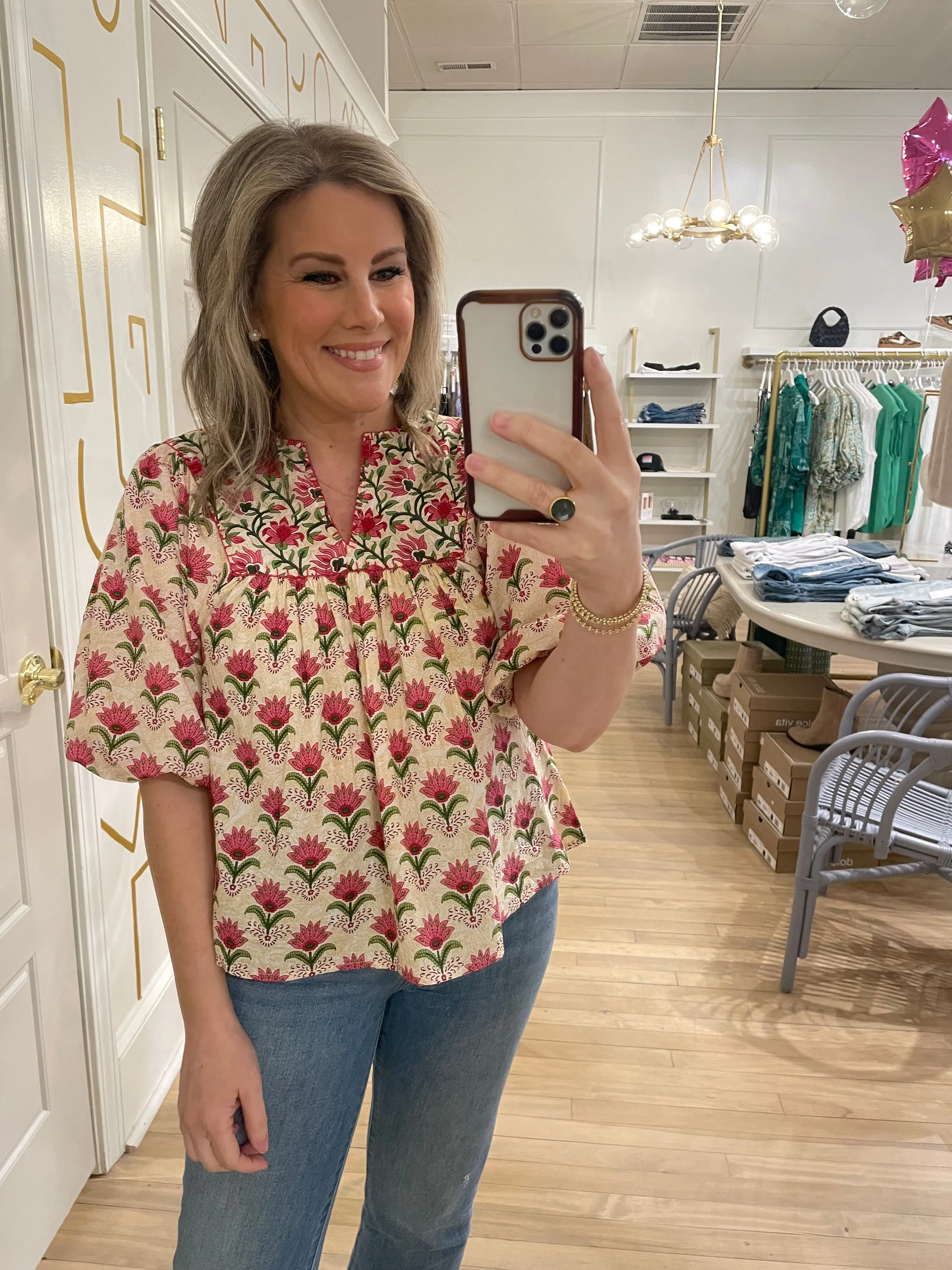 Magenta Floral Top sold by Belletique
