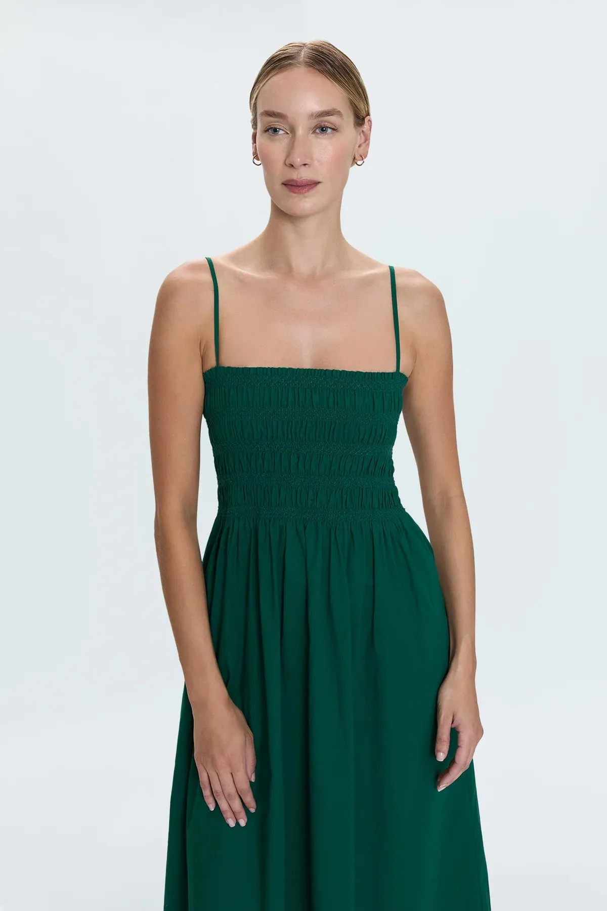 Bianca Shirred Bodice Dress | Emerald sold by Belletique product image thumbnail 3