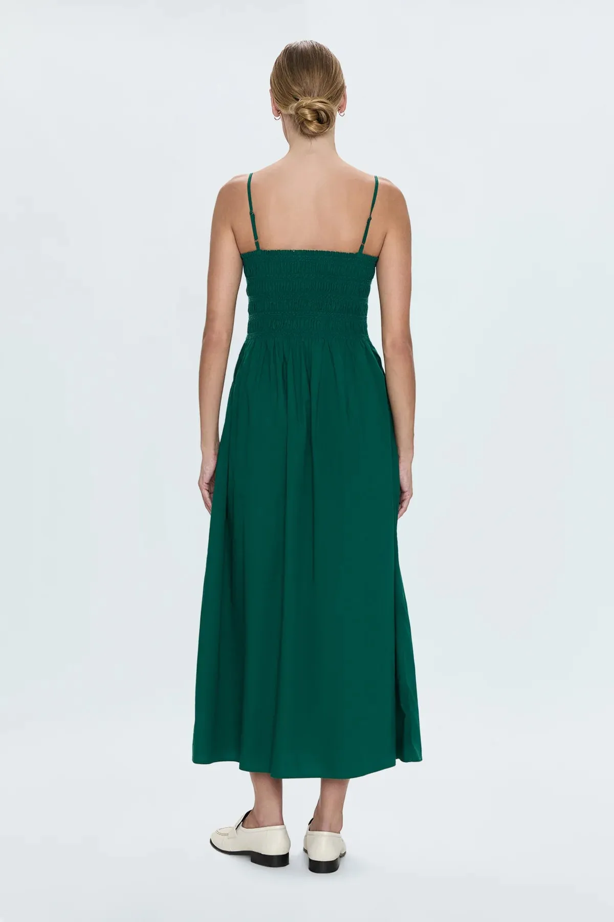 Bianca Shirred Bodice Dress | Emerald sold by Belletique product image thumbnail 4