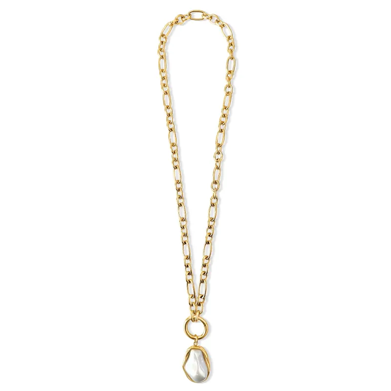 Langston Baroque Pearl Pendant Necklace | Gold sold by Belletique