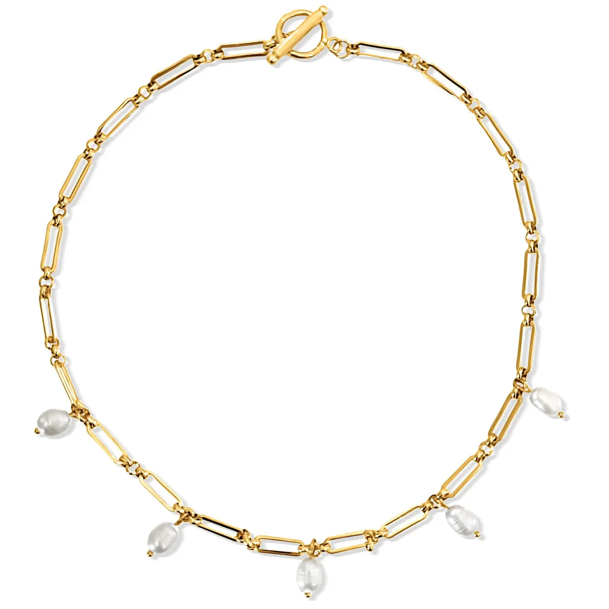 Kendall Toggle Chain Pearl Necklace | Gold sold by Belletique