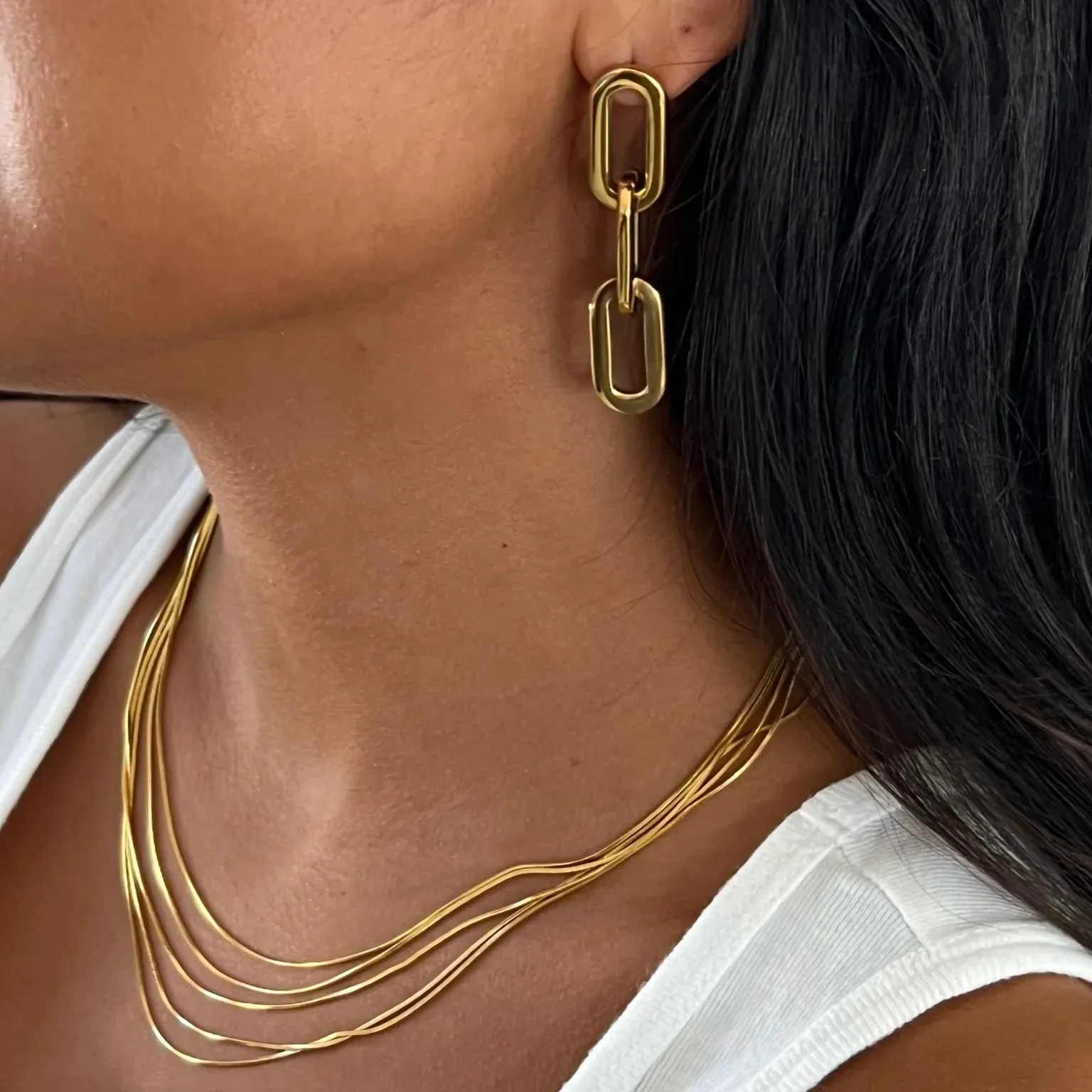 Justine Layered Chain Necklace | Gold sold by Belletique product image thumbnail 2