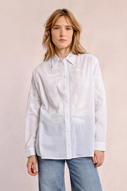 Oversized Button Down Embroidered Blouse sold by Belletique