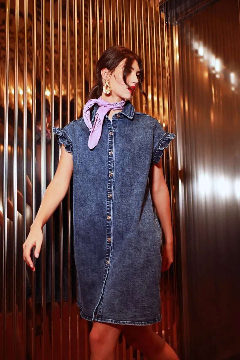 Denim Shirt Dress sold by Belletique product image thumbnail 2