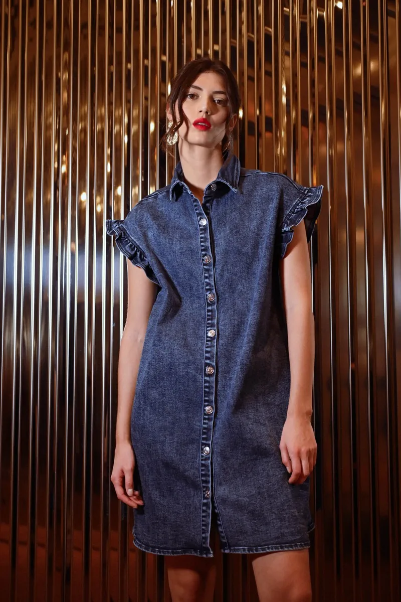 Denim Shirt Dress sold by Belletique