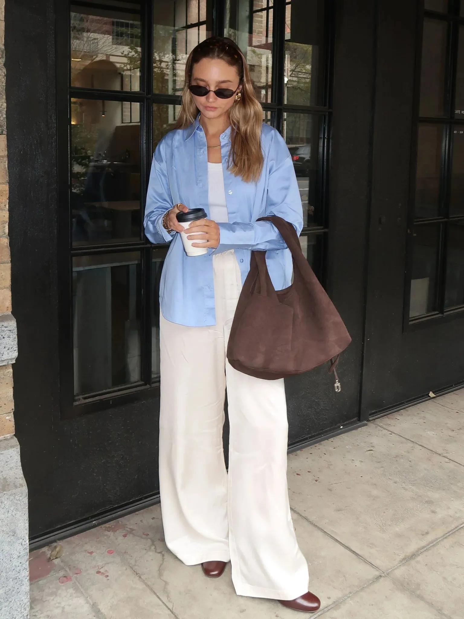 Alexix Cotton Oversized Shirt | Oxford Blue sold by Belletique