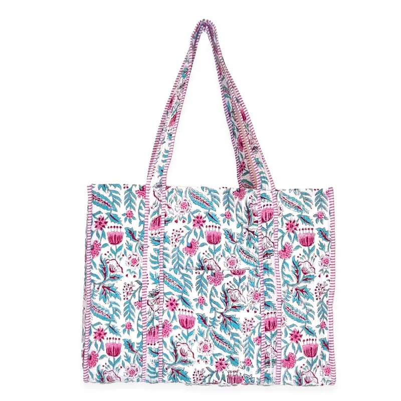 Quilted Tote Bag | Vivid Wildflowers sold by Belletique