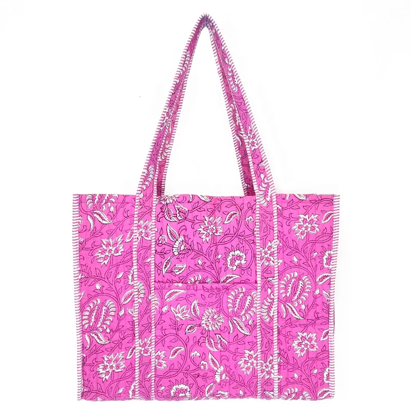 Quilted Tote Bag | Paisley Pink sold by Belletique