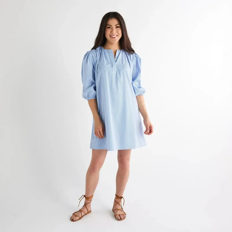 Asher Dress | Blue Stripe sold by Belletique