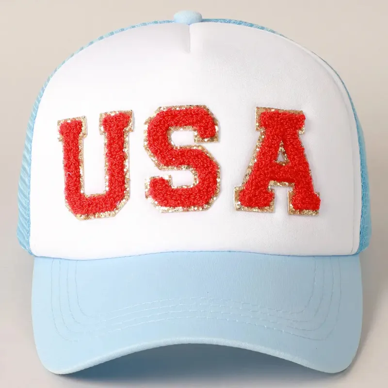 USA Chenille Patched Trucker Hat sold by Belletique