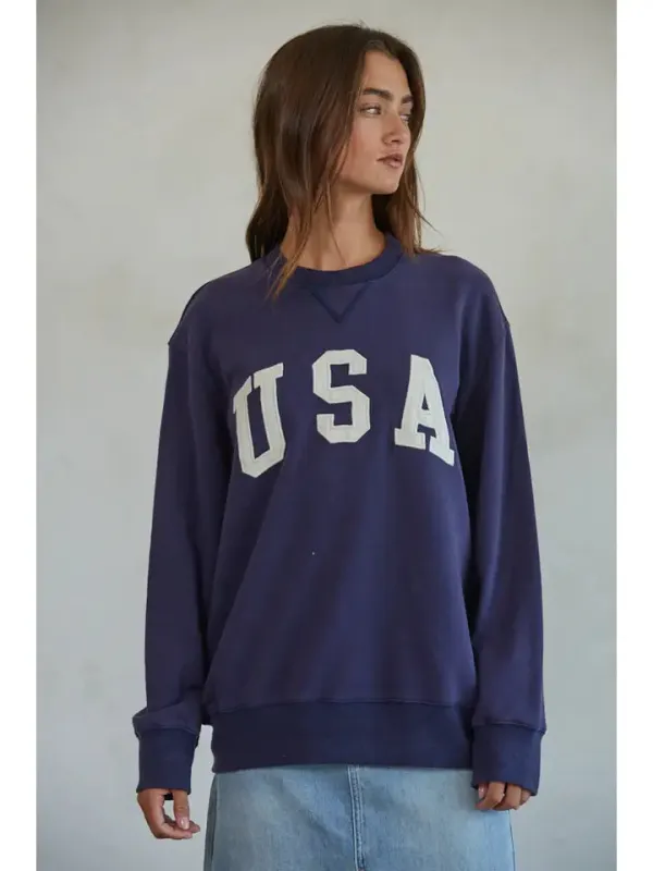 French Terry Crew Neck USA Pullover sold by Belletique