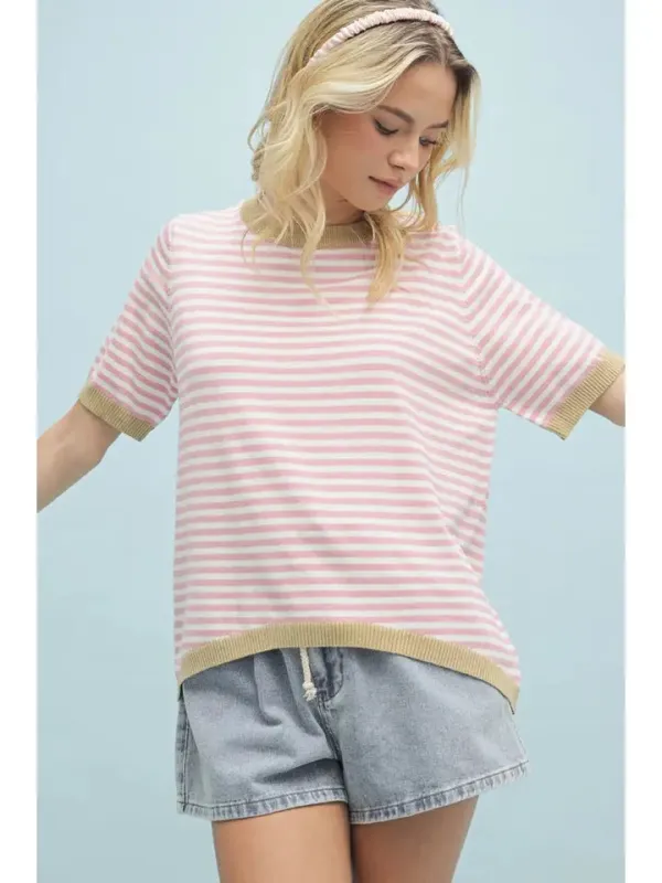 Rose + Honey Striped Sweater sold by Belletique