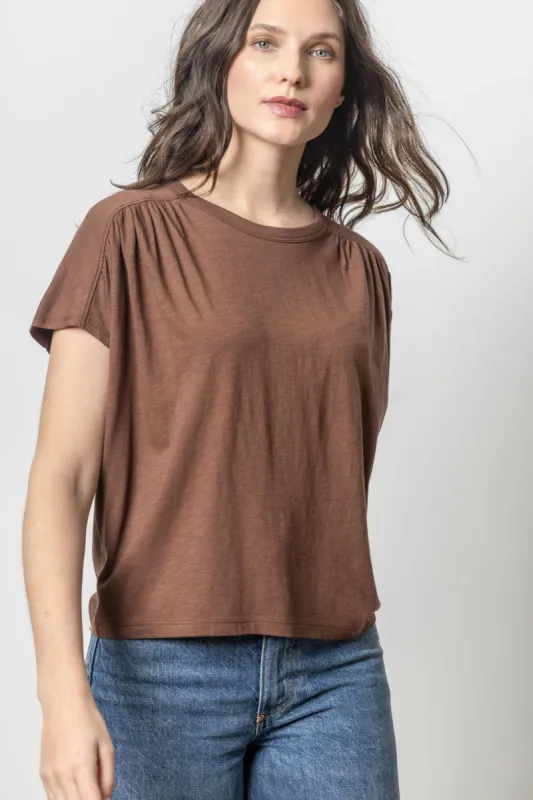 Easy Shirred Short Sleeve | Java sold by Belletique