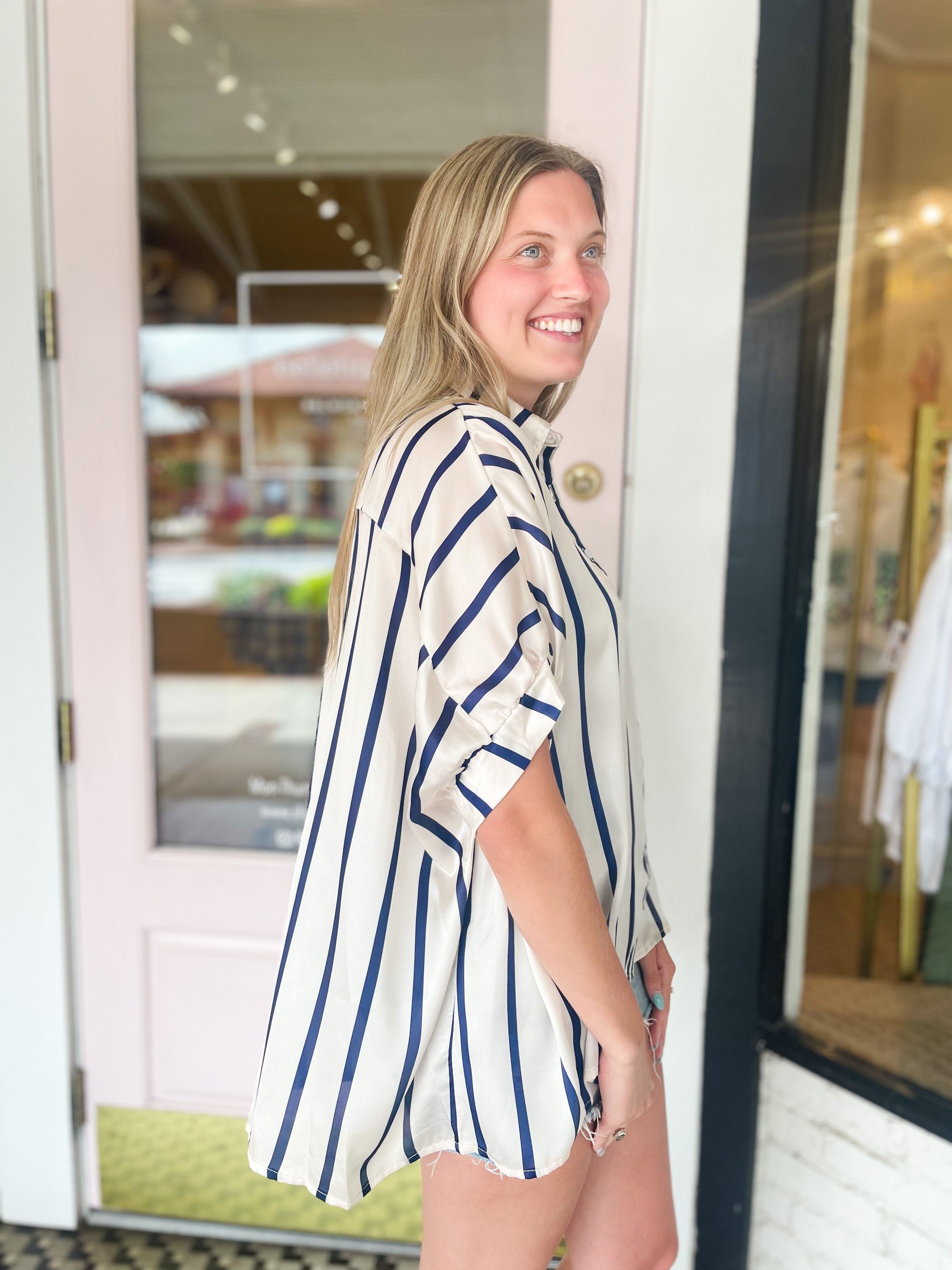 Navy Striped Top sold by Belletique product image thumbnail 3