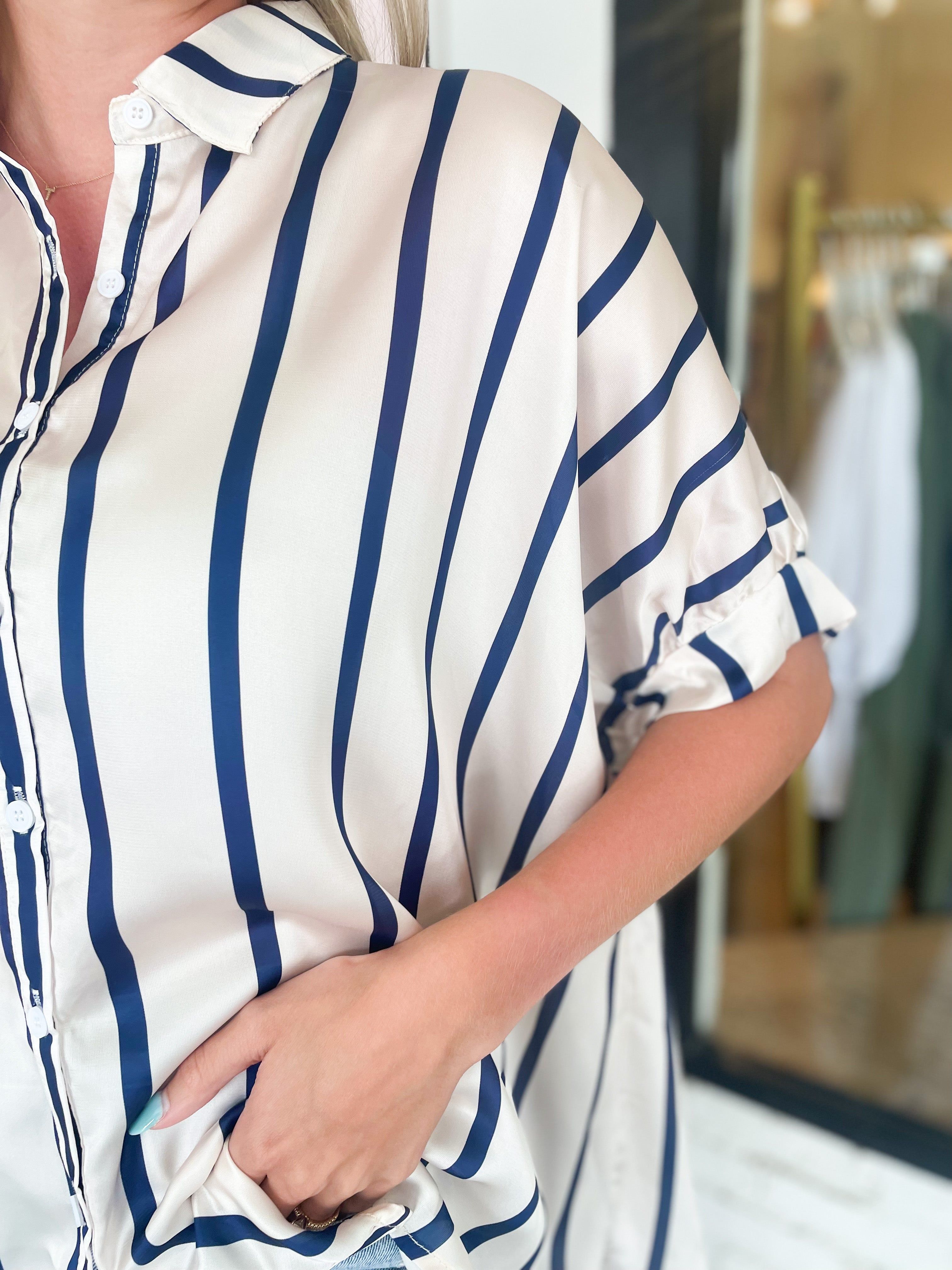 Navy Striped Top sold by Belletique product image thumbnail 2