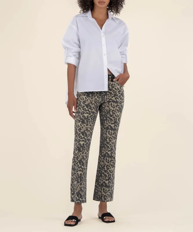 Kelsey High Rise Ankle Flare | Sage Green sold by Belletique