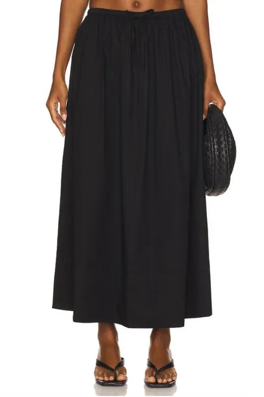 Noelle Poplin Maxi Skirt | Noir sold by Belletique