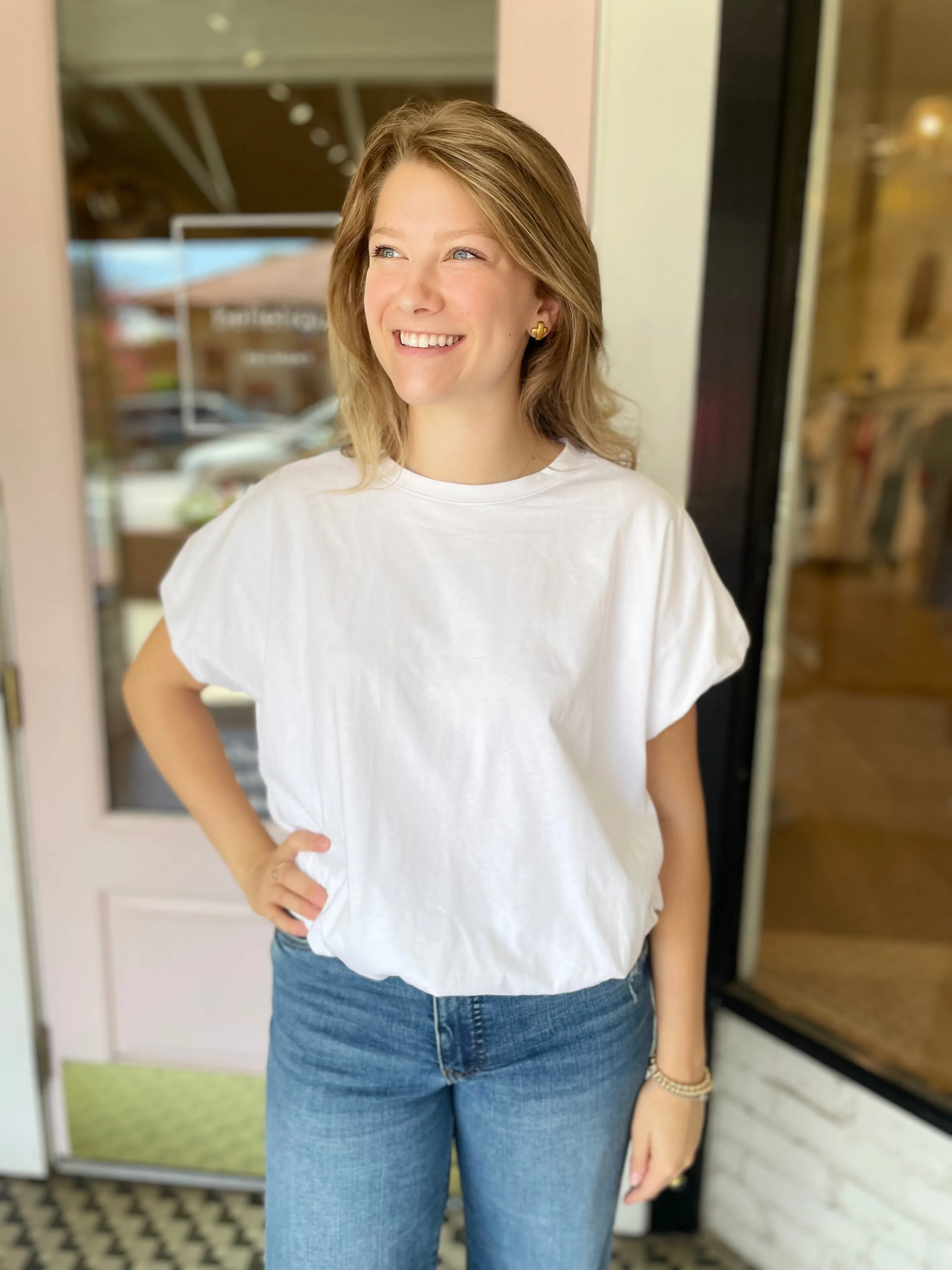 Bubble Hem Top | White sold by Belletique